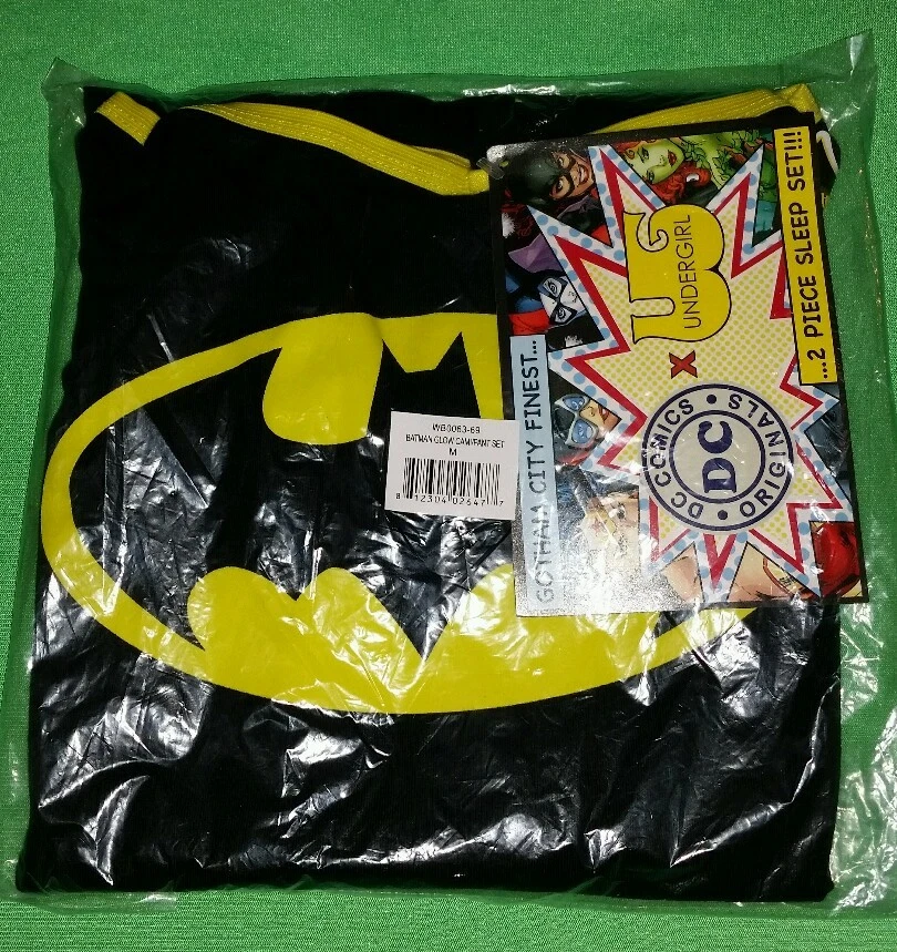 Juego de camisola y bragas Batman para mujer que brillan en negro oscuro/amarillo, talla M Foto 1 de 4