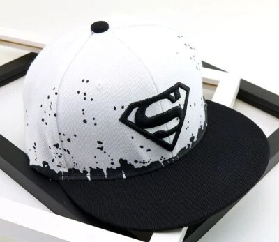 Superman Kids Snapback Hat Cap Black And White - Image 1 of 4