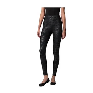 Simply Vera Wang Womens Black Camo High Rise Faux Leather Leggings Sz M NWT - Picture 1 of 12