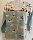 Storybook Knits Embroidered Cardigan Sweater Nautical Ships Cruise Beach
