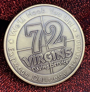72 Virgins Dating Service US Army Marine Corps USMC Commemorative Challenge Coin - Picture 1 of 11