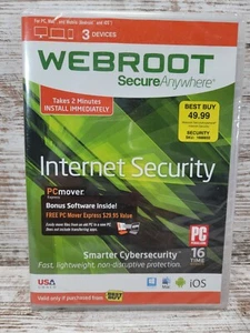 New Webroot SecureAnywhere Internet Security & Antivirus Windows & Mac 3 Devices - Picture 1 of 6