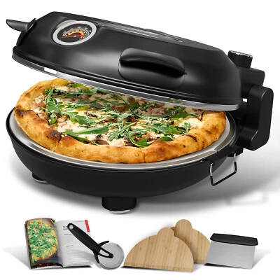 12" Electric Pizza Oven, Countertop Stone Pizza Maker, Pizza Maker Machine, - Изображение 1 из 4