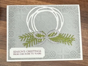 Stampin Up Christmas Cards Seasons Greetings Embossed Glitter 15 Cards +Env - Picture 1 of 3