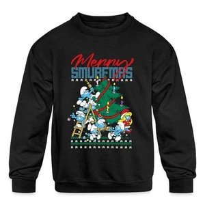 Merry Christmas with the Smurfs - Decorating Tree Festive Design Kids' Crewneck - Picture 1 of 7