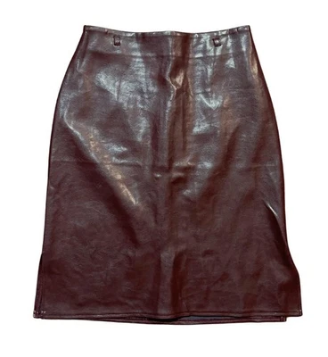 Falda Vintage | Falda Lápiz PVC Marrón Vintage Y2K Talla 10/12 Falda PVC Retro Foto 1 de 4