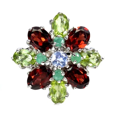 925 Sterling Silver Ring Oval Amethyst 7x5mm Peridot Gemstone Jewelry Size 7 - Image 1 of 4