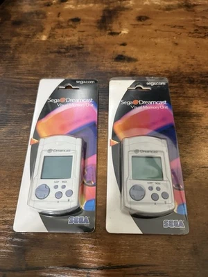Lote de 2 unidades de memoria visual SEGA Dreamcast oficiales nuevas VMU HKT-7000 OEM Foto 1 de 2