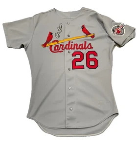 Camiseta Rawlings Omar Oliveras 1992 Cardenales de San Luis Firmada Talla 44 Edición del Juego - Imagen 1 de 5