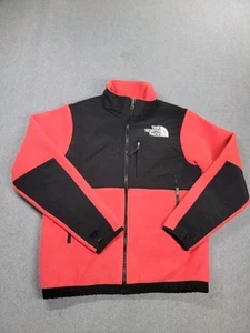 North Face Denali Jacket Boys L Red Black Fleece Full Zip Pockets Outdoor Snow - Picture 1 of 13