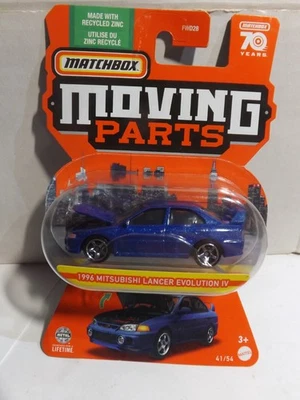 Piezas móviles Matchbox 2023 azul 1996 Mitsubishi Lancer Evolution IV Foto 1 de 2