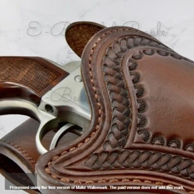 Leather Gun Holster Hand Tooled Barrel Size Revolver 4" - 7.5" Cowboy Western - Image 1 of 4