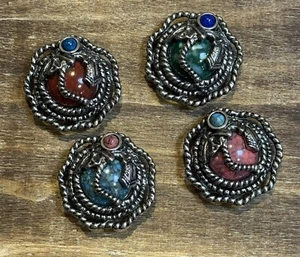 Cubiertas de botones vintage Nony New York diseño de metal con piedras multicolores 4 raras - Imagen 1 de 7