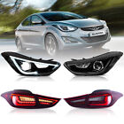 For 2011-2016 Hyundai Elantra Coupe LED Tail Lights+Projector Headlights 2Pairs