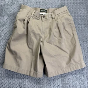 Eddie Bauer Chino Dress Shorts Tan Cotton Wrinkle & Stain Resistant Mens Size 32 - Picture 1 of 14