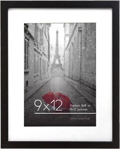9x12 Picture Frame in Black - Use as 6x8 Picture Frame with Mat or 9x12 Frame...