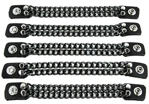 Vest Extender 2 Row Black Chain Biker MC Jacket Motorcycle Snap- 5pc - Bild 1 von 7