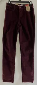 Jean de pana Levi Strauss 724 para mujer talla 2 Borgoña tiro en H recto ajustado W26 L32 - Imagen 1 de 7