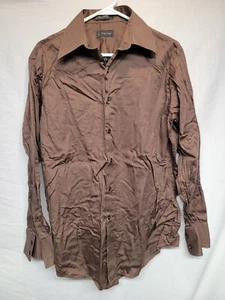 J. Ferrar Brown Long Sleeve Button Up Shirt (Size 16 34-35) - Picture 1 of 4