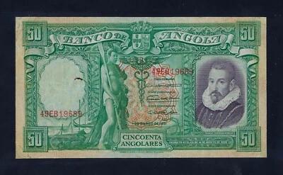 Portugal Portuguese Angola 50 Angolares 1951 P-84 FINE RARE - Image 1 of 2