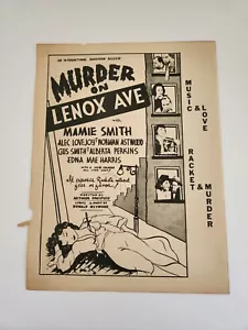 EARLY BLACK CINEMA Murder on Lenox Ave ORIGINAL Herald Poster MAMIE SMITH 1941 - Picture 1 of 4
