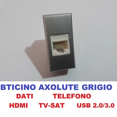 presa compatibile Bticino axolute dati, telefono, HDMI, USB TV sat colore grigio - Immagine 1 di 2