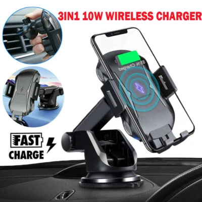 10W Clamping Wireless Automatic Fast Charging Charger Car Mount Phone Holder - Image 1 of 4