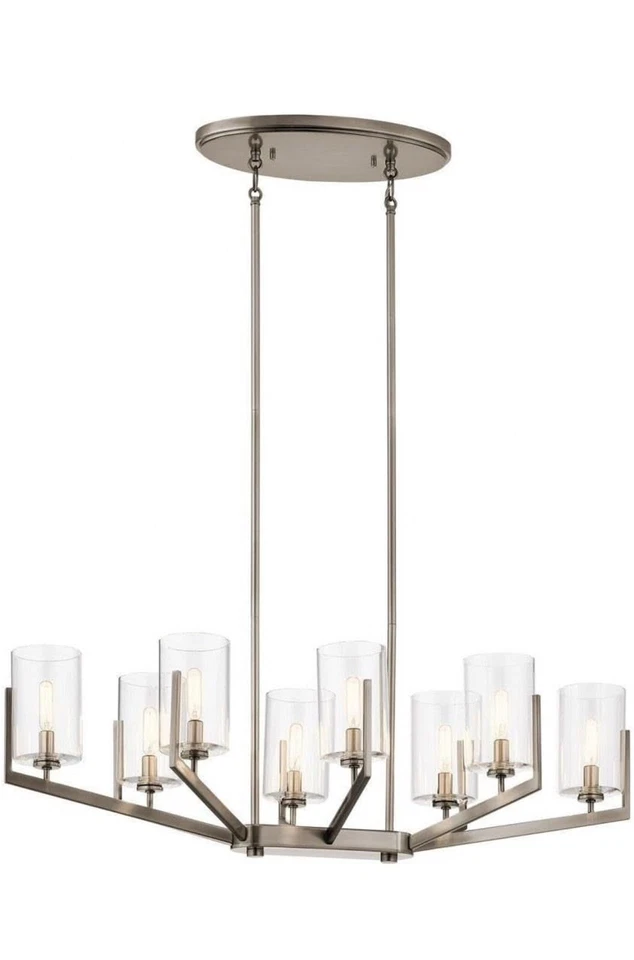 Kichler Nye 52315CLP 36,75 pulgadas Araña clásica de peltre de 8 luces de vidrio transparente Foto 1 de 4