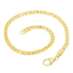 Italian 14k Yellow Gold Solid Diamond Cut Franco Chain Bracelet 7.5" 3mm 9.3gram - Foto 1 di 5