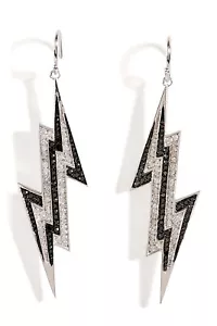 Pendientes de diseñador de oro blanco 14 K con diamantes naturales de ónix negro de 2,40 quilates AJ20080031 - Imagen 1 de 1