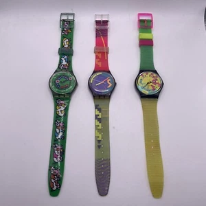 (3) Vintage Swiss Swatch Watch Untested Cow Cattle Train Watches Fashion Club - Picture 1 of 19