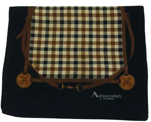 VINTAGE AQUASCUTUM OF LONDON BLACK/BROWN MIX CHECK SCARF - Picture 1 of 5