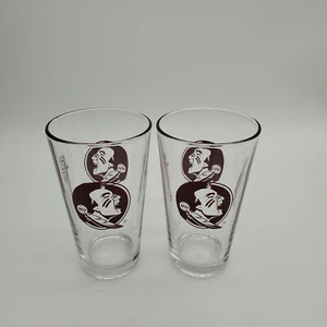 2 Florida Seminoles Clear Glass Pint Glass - Picture 1 of 7