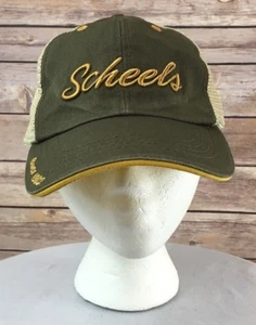 SCHEELS Baseball Cap Vintage Trucker Hat Adjustable Mesh Back Mustard Green - Picture 1 of 10