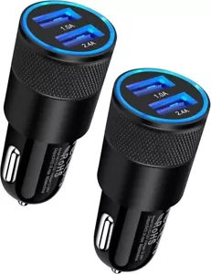 Car Charger 2Pack/3.4a Fast Charge Dual Port USB Cargador Carro Lighter Adapter - Picture 1 of 4