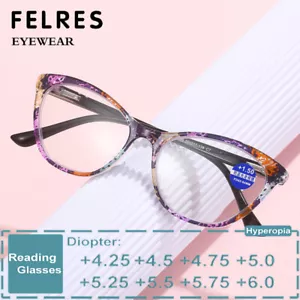 Gafas de lectura de ojo de gato de alta resistencia para mujer +4,50 +5,00 +5,50 - Imagen 1 de 18