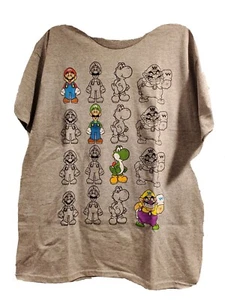Super Mario Brothers T-Shirt L • Mario / Luigi / Yoshi / Wario • grau - Bild 1 von 2