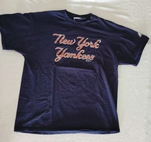 Vintage Y2K Adidas New York Yankees Logo T Shirt Mens size 2XL Double Sided MLB - Picture 1 of 7