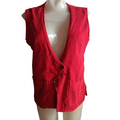 Chaleco vaquera grande vintage Prior Western rojo pana sin mangas cierre a presión Foto 1 de 4