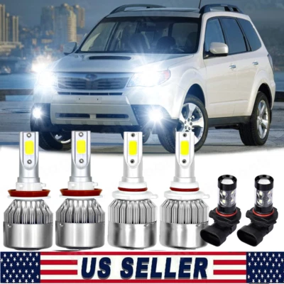 For Subaru Forester 2009-2013 6000K White LED Headlight Hi/Lo + Fog 6X Bulbs Kit - Image 1 of 4