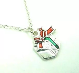 COLLANA CIONDOLO REGALO NATALE ARGENTO, ROSSO E VERDE - Foto 1 di 6