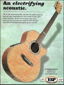 2002 ESP AC-200E Akustik E Gitarre Werbung 8 x 11 Anzeigendruck - Bild 1 von 3