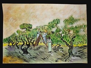 Vincent van Gogh Drawing on Paper Signed & stamped Mixed Media