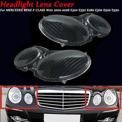 Par de cubiertas de lentes de faros para Benz W211 E350 E320 E300 E550 E550 E280 2002-2008 Foto 1 de 4