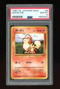 Pokemon PSA 10 GEM MINT Growlithe 1996 Base Set Japanese Original Card - Picture 1 of 2