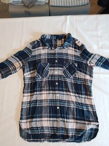 Ladies Shirt George Size 18 Long Button Up Sleeves Pocket Detail Checked Blue... - Picture 1 of 13