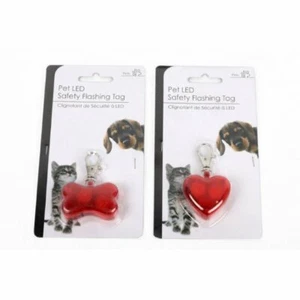 Collar rojo con etiqueta intermitente de seguridad LED en forma de hueso o corazón para mascotas perros alta visibilidad - Imagen 1 de 3