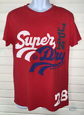 Superdry Sz MEDIUM Red Blue White Vintage Style Collegiate T-Shirt Cotton EUC