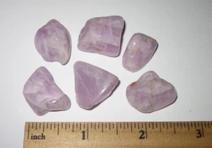 6 TUMBLED POLISHED NATURAL 0.7"-0.8" KUNZITE PINK SPODUMENE CRYSTAL STONES 34.3g - Imagen 1 de 6