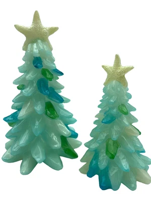 Набор из 2 смолы моря стекла сосны звезды рыбы верхний морской синий зеленый декор - Изображение 1 из 4